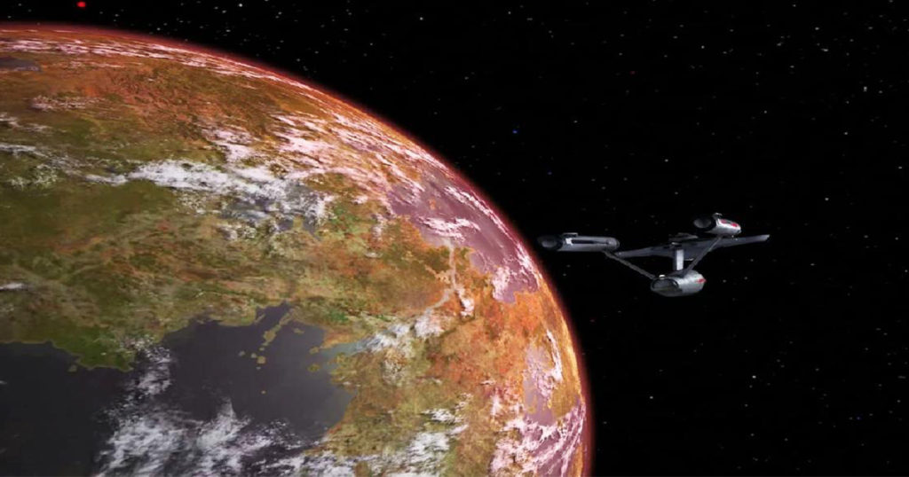 the Enterprise orbiting a planet