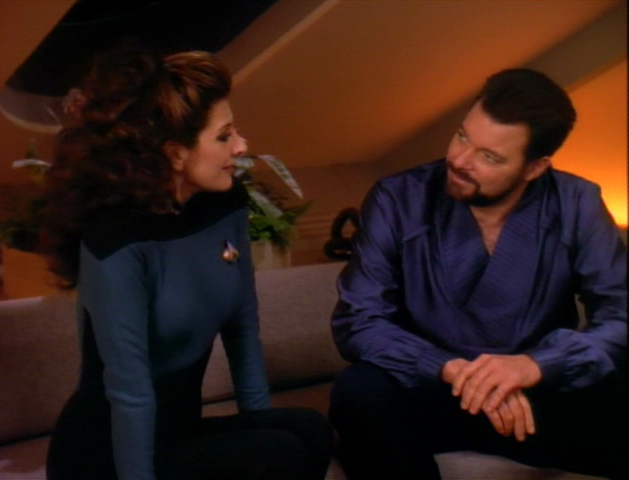 Riker and Troi in "Thine Own Self"