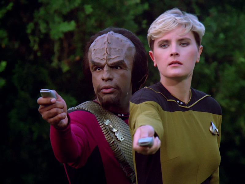 Tasha Yar and Worf in "Justice"