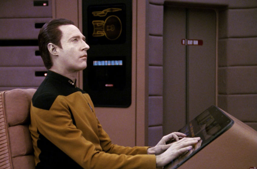 Data at his station on the bridge