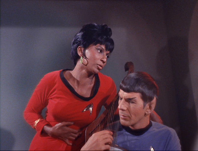 Uhura sings to Spock in "Charlie X"