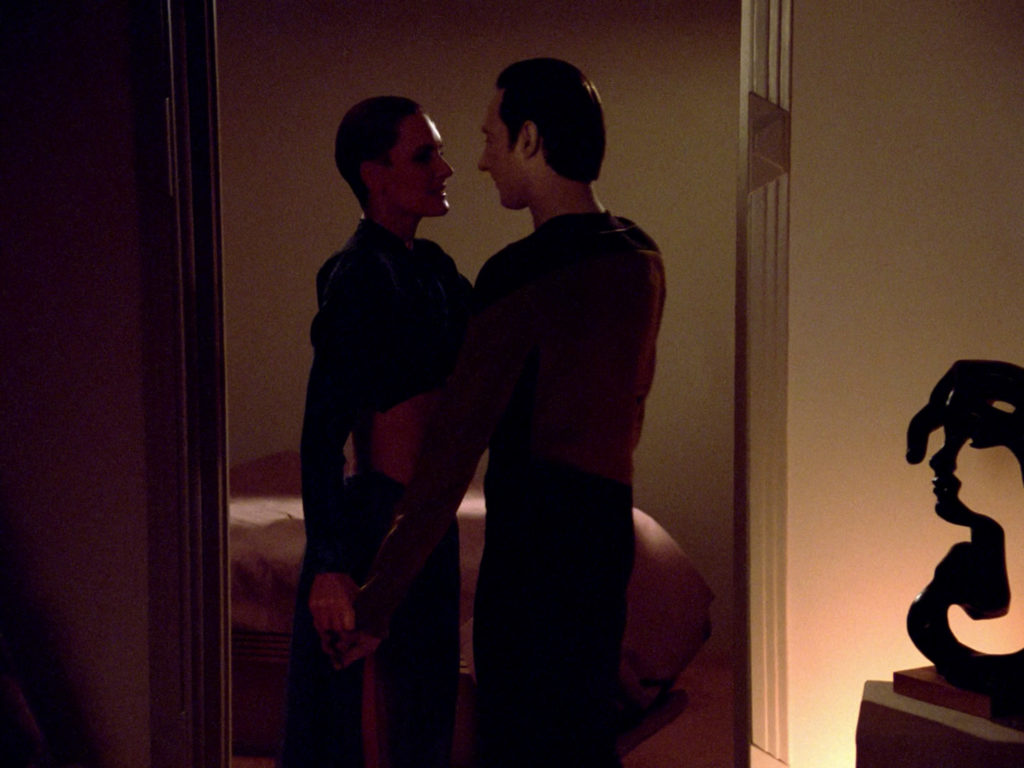 Yar and Data in "The Naked Now"