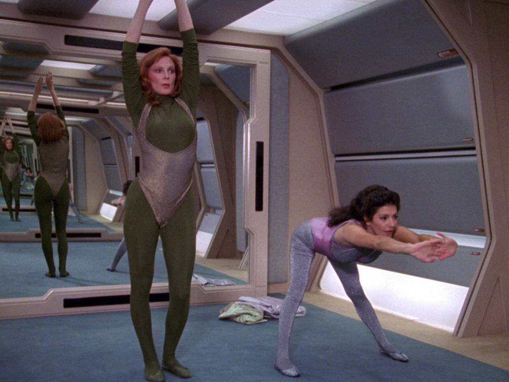 Troi and Crusher working out