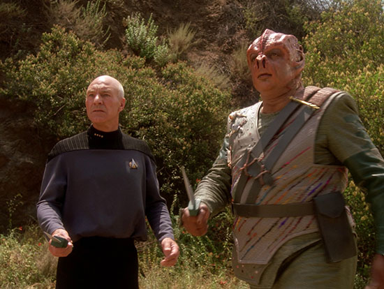 Picard and Dathon in "Darmok"