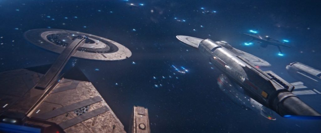 Discovery and Enterprise surrounded by Section 31 ships
