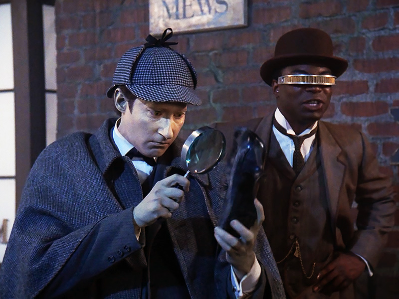 Data and Geordi as Sherlock Holmes and Watson
