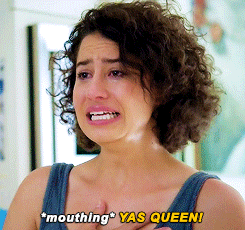 GIF of crying while saying "YAS QUEEN"