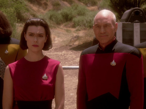 Picard and Ro in "Ensign Ro"