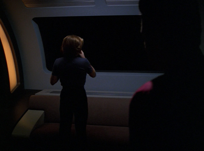 Janeway looking out into the void in "Night"