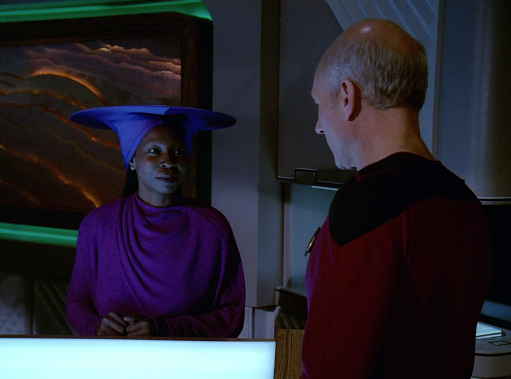 Guinan talks to Picard about her children