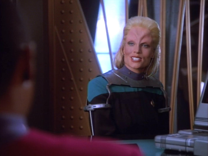 Melora reacts angrily to Sisko