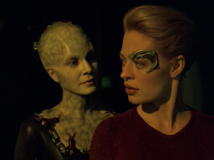 Seven and the Borg Queen in "Dark Frontier"