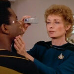 Data performing an ocular procedure on Geordi in "Loud as a whisper"