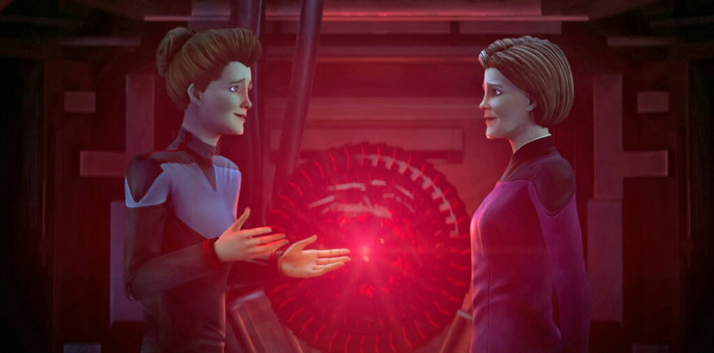 Janeway and Hologram Janeway talk