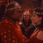 Worf and Jadzia at their wedding, officiated by Sirella