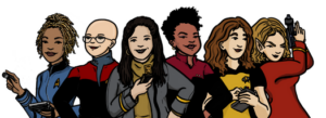 Women at Warp cartoon crew