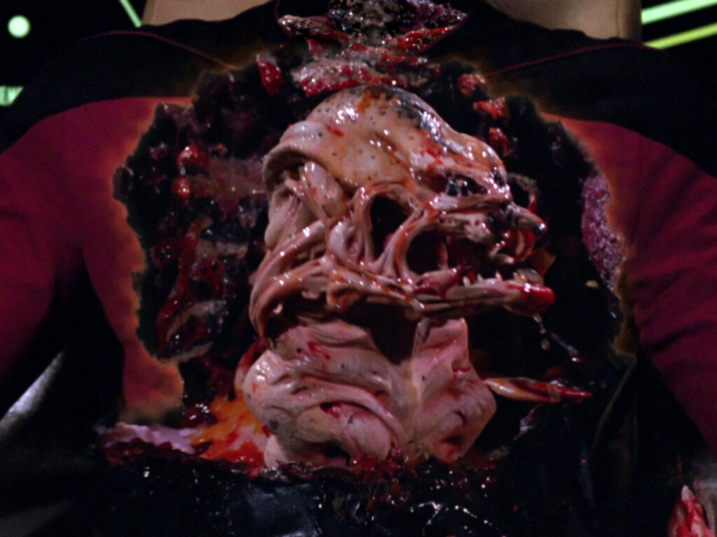 The chest of a Starfleet officer infested by parasites in "Conspiracy"