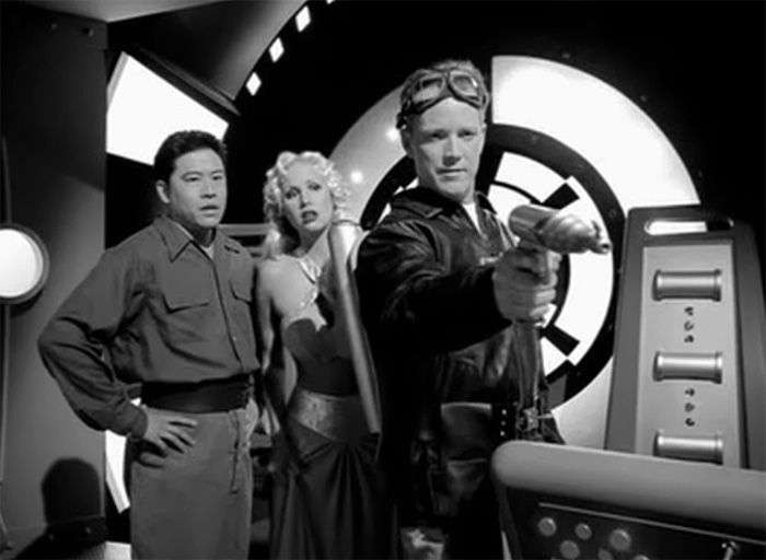Tom, Harry and Constance in the Captain Proton holoprogram