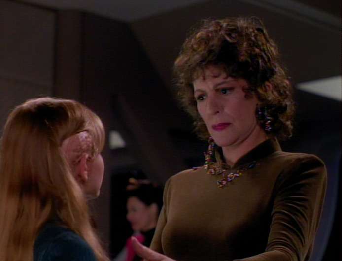 Lwaxana meets the girl that reminds her of Kestra in "Dark Page"