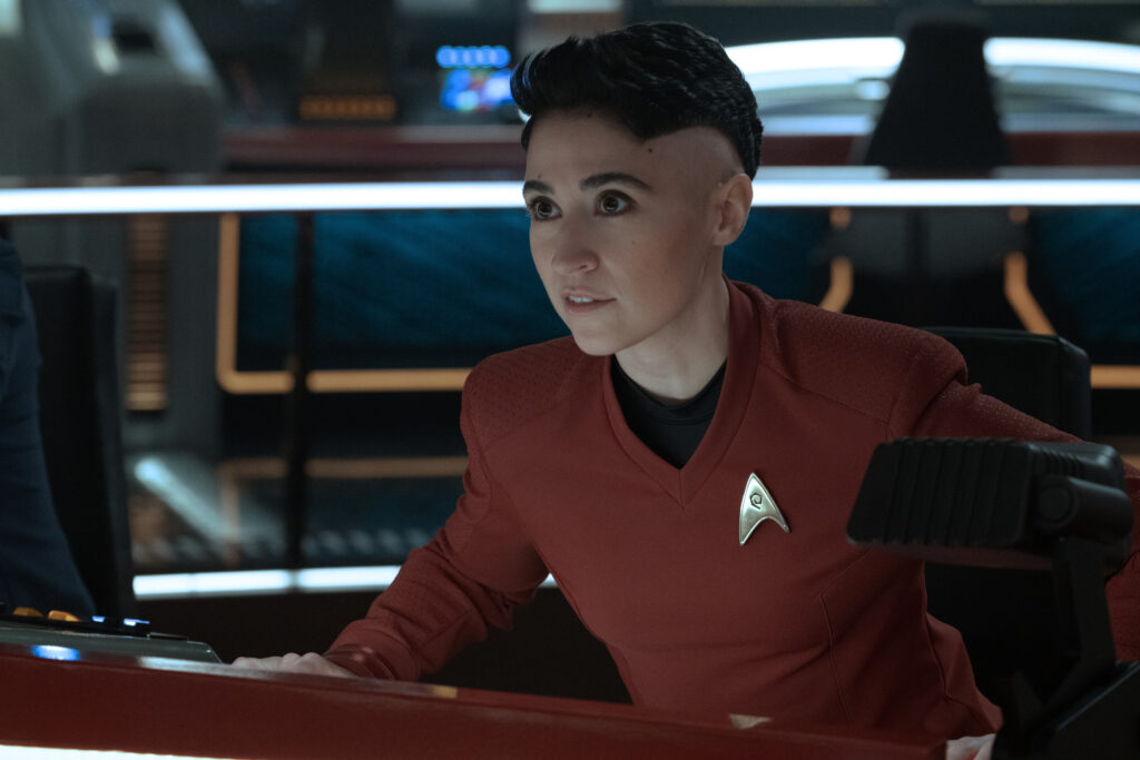 Melissa Navia as Ortegas in the season 2 trailer of Star Trek: Strange New Worlds, streaming on Paramount+, 2023. Photo Cr: Michael Gibson/Paramount+