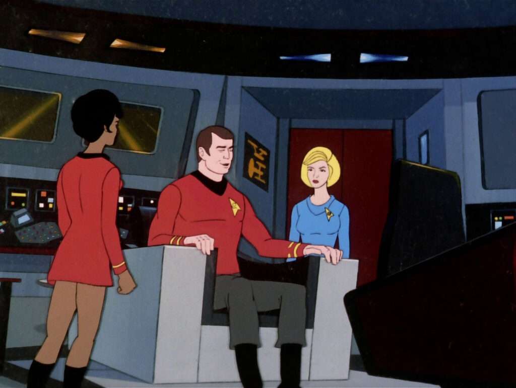 Uhura and Chapel relieve Scotty of command 