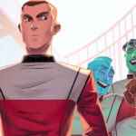 Cover image from Picard's Academy showing a young Picard and other cadets with the Golden Gate bridge in the background