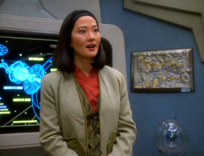 Keiko teaching about the "wormhole aliens" in "In the Hands of the Prophets"